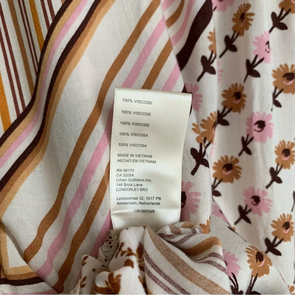 Free People Button Down Shirt M Long Sleeve Hazel Printed Blouse Top